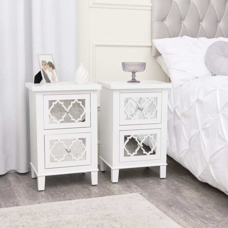 Ajay 40.5cm W Manufactured Wood Bedside Table, White