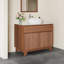 Meuble-lavabo autoportant en noyer de 36 po avec lavabo vasque et comptoir en pierre blanche 36 po-135606601