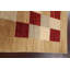 Tapis beige / rouge en laine noué à la main de conception unique 4 pi 2 po x 6 pi 2 po New Age