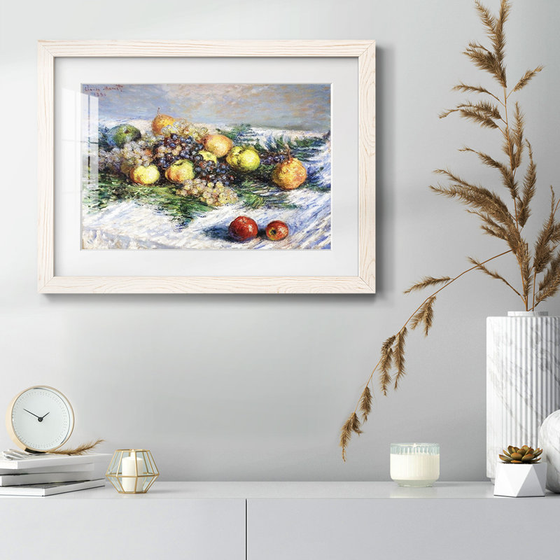 Nature morte aux poires et aux raisins, 1880 - reproduction d'un seul cadre, Blanc, H 14 po x l 20 po x P 1,5 po