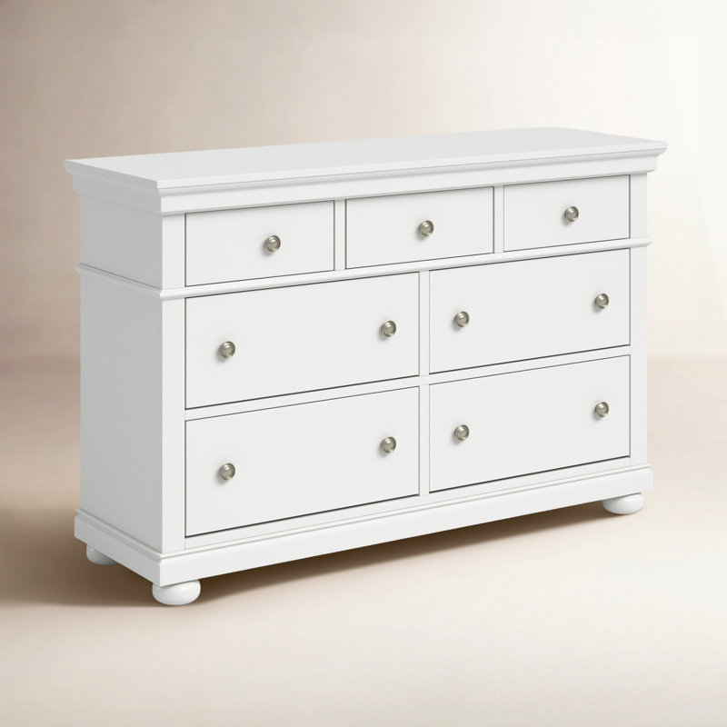 Commode 7 tiroirs Canterbury, Érable naturel / Blanc