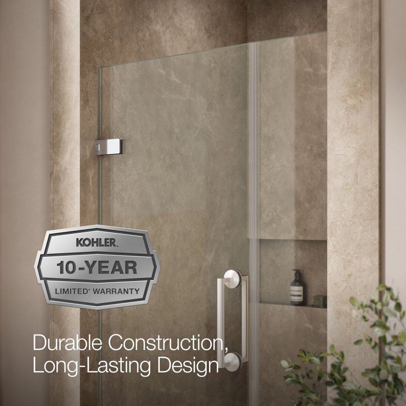 Components 33-5/8-In34-3/8-In W X 71-1/2-In H Frameless Pivot Shower Door With 3/8-In Crystal Clear Glass And Back-To-Back Vertical Door Pulls