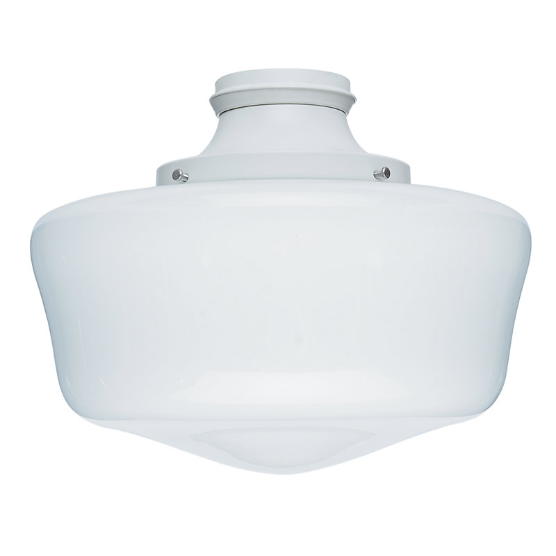 1-Light Ceiling Fan Schoolhouse Light Kit, White