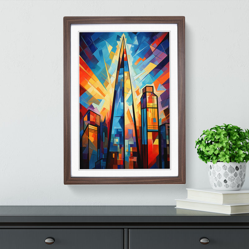 The Shard Cubism No.2 - Framed Print, Walnut , 46cm H x 34cm W x 2cm D