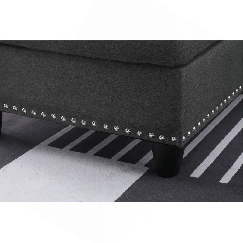Console avec porte-gobelets - Canapé d'angle gris anthracite - 2 pièces