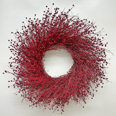 Preserved Burgundy Twigs and Flax Wreath