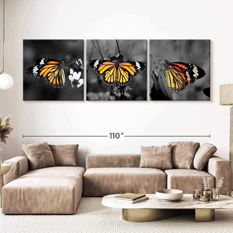 «Monarch Butterflies Pop», reproduction sur toile, H 36 po x l 110 po x P 1,25 po