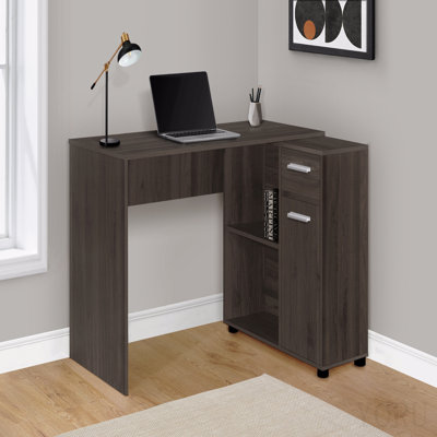 Computer Desk, Home Office, Corner, Storage Drawers, 46"L, L Shape, Work, Laptop, Brown Laminate, Contemporary, Modern