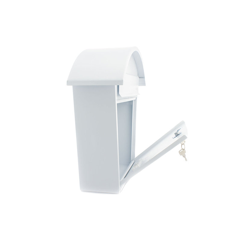 Classic 2 Wall Mounted Galvanised Steel Lockable Weatherproof Post Box - 36x38x13cm, Matt White
