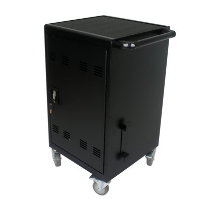 Mobile Charging Cart And Cabinet For Tablets Laptops 30-Device With Combination Lock--Black