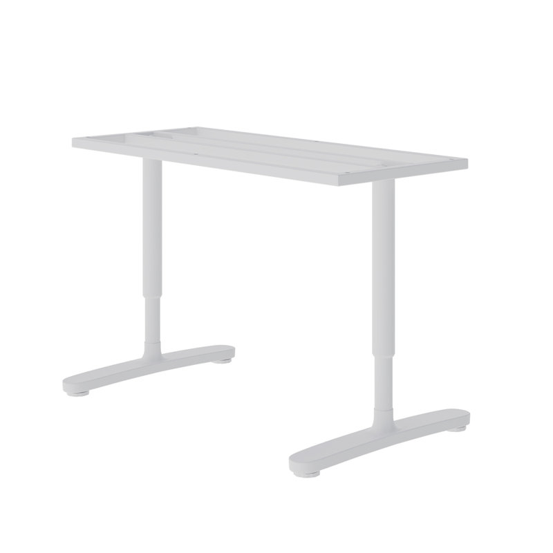 2Pcs Black Adjustable Height Table Underframe, White