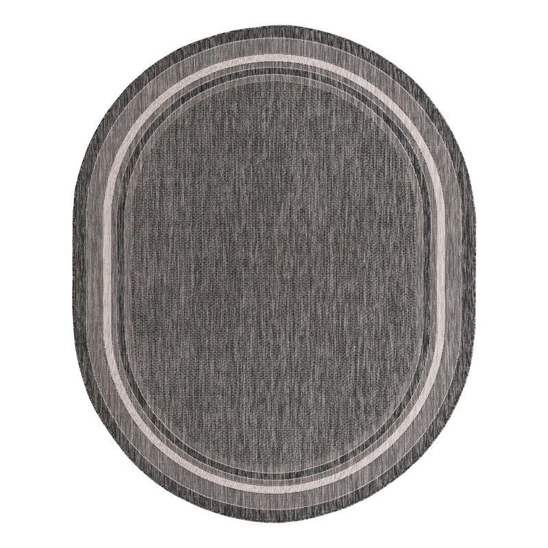 Tapis intérieur / extérieur Sevinc, Ovale 7 pi 10 po x 10 pi, Black
