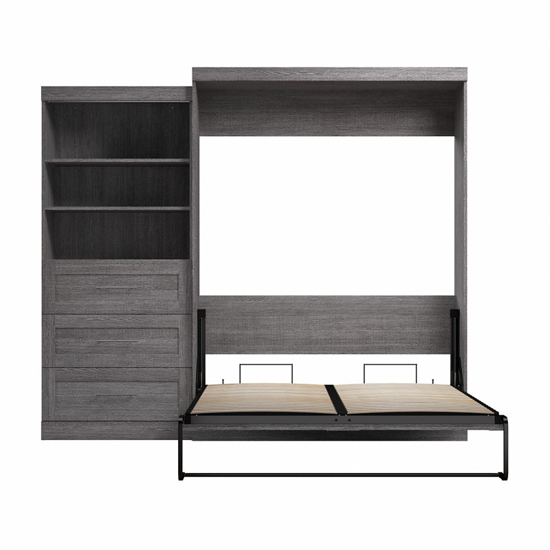 Arlex Storage Murphy Bed, Bark Gray, Queen