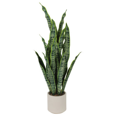Faux Snake Plant with Planter, Tall Realistic Sansevieria Artificial Plant for Indoor Home, Office, Bedroom, or Living Room Decor