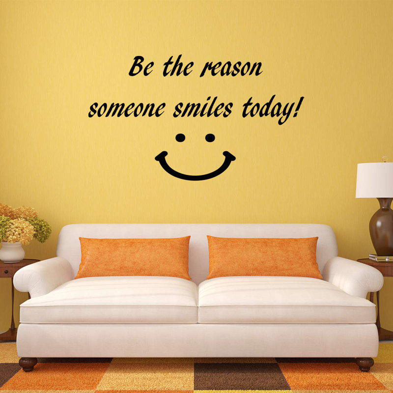 Décalcomanie murale "be the reasons today" sourire, H 19 po x l 30 po