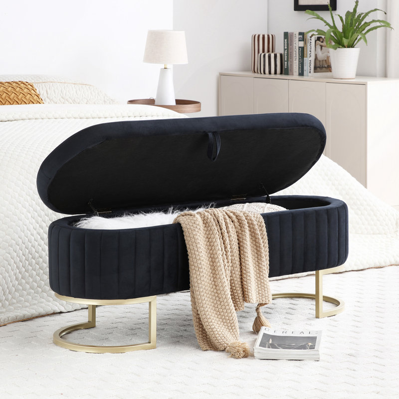 Banc de rangement de chambre, Noir