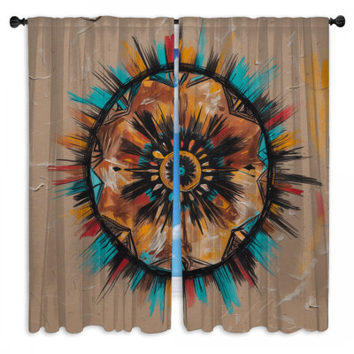 Rideaux de fenêtre abstraites à motif soleil levant et obscurcissant - 2 panneaux