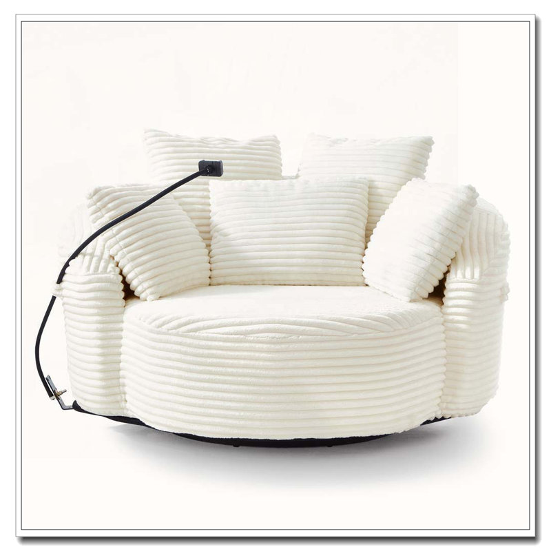 Fauteuil demi-tonneau pivotant à 360 °, Beige