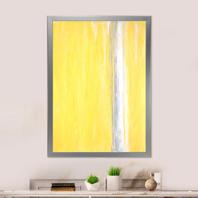 Œuvre d'art jaune sur toile jaune et grise abstraite - art moderne et contemporain