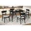 Ensemble de salle à manger 5 pièces de style Mid-Century moderne, structure en bois d'hévéa, une table et 4 chaises rembourrées-414863439-414863437