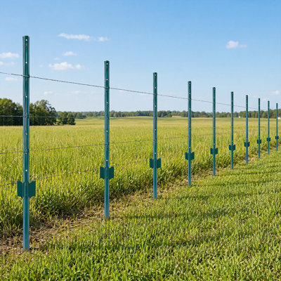 3/4/5-Foot Steel Fence Posts With Adjustable Tabs, U-Channel Anchor Plate - Heavy-Duty Metal Posts For Outdoor Fences (10 Pack)