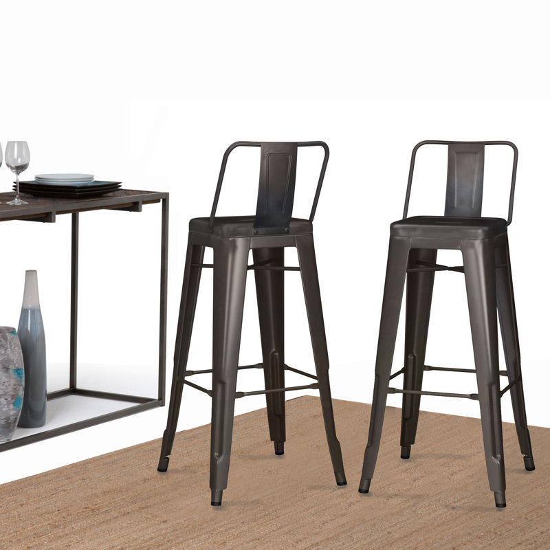 Tabouret en métal Rayne, Tabouret de bar (siège d'une hauteur de 30 po), Gris bronze, 2