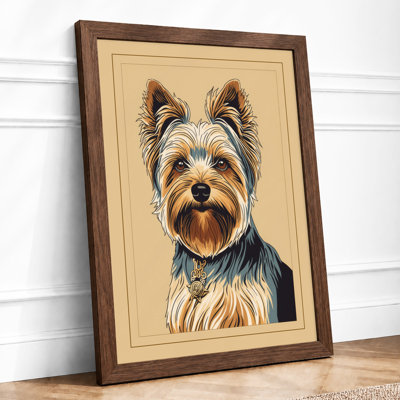 Bearded Terrier Portrait Botanical - Print