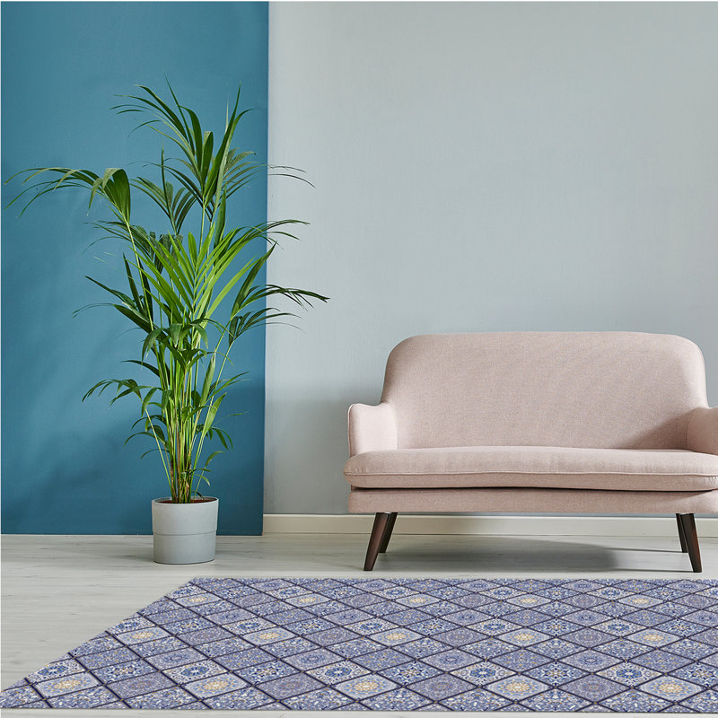 Davanti Vinyl Floor Mat - Deep Blue Collection, Rectangle 3' x 5'