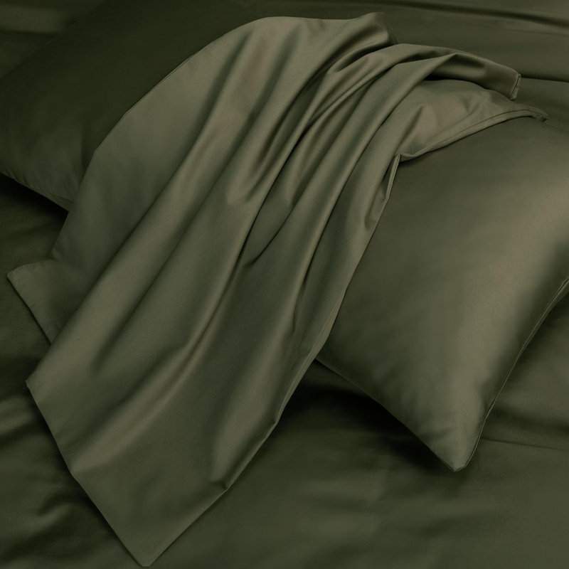 Ensemble de housse de couette MooMee, Housse de couette pour très grand lit et 2 taies , Vert olive