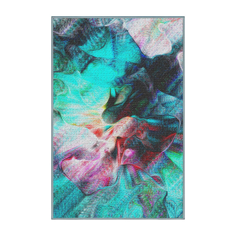 Tapis fond bleu sarcelle, Rectangle 2 pi x 4 pi