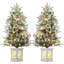Arbre de Noël enneigé 2 pièces 3 pi avec lumières DEL, base Wapiti et minuterie pour petits espaces