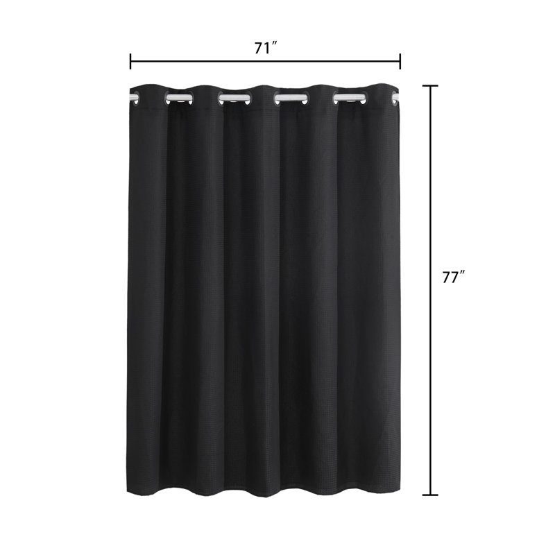 Rideau de douche sans crochet Rakiem, Noir, H 77 po x l 71 po