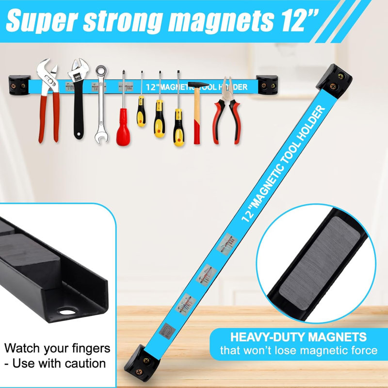 8 Pcs 12'' Magnetic Tool Holder Strip