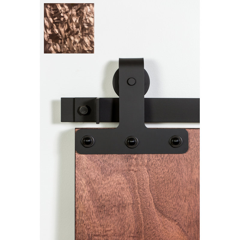 Ensemble de quincaillerie de porte de grange simple standard T-Top Premium, 96 po, Cuivré à la machine