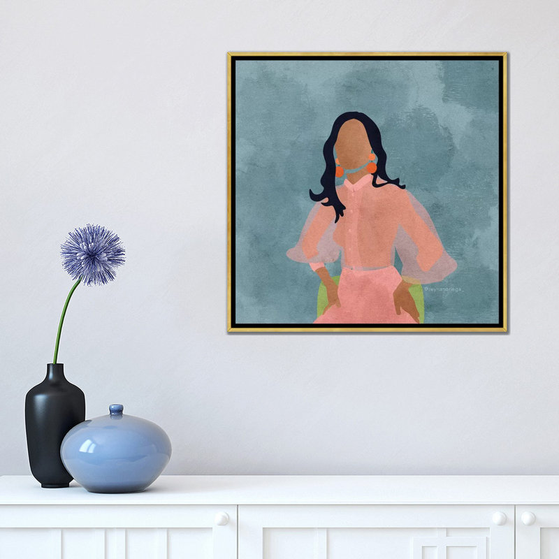 " Shaena " by Reyna Noriega, 18" H x 18" W x 1.5" D, No Mat, Gold Framed Canvas