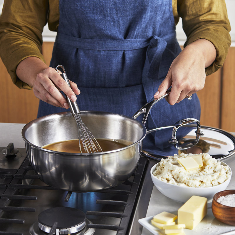 Demeyere Atlantis Stainless Steel Saucier with Lid, 3.5 qt.