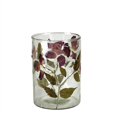 Enamel Hurricane, Roses - Sm, 4" H x 2.75" W x 2.75" D