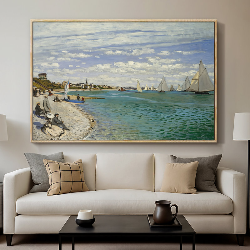 Regatta at Sainte-Adresse, 1867 - Claude Monet, toile tendue avec châssis, 26 x 40, Naturel