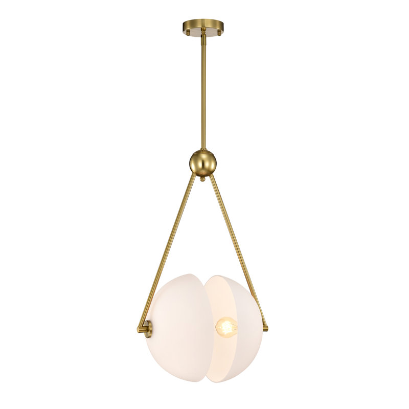  Luminaire suspendu en laiton et verre givré 2 lumières