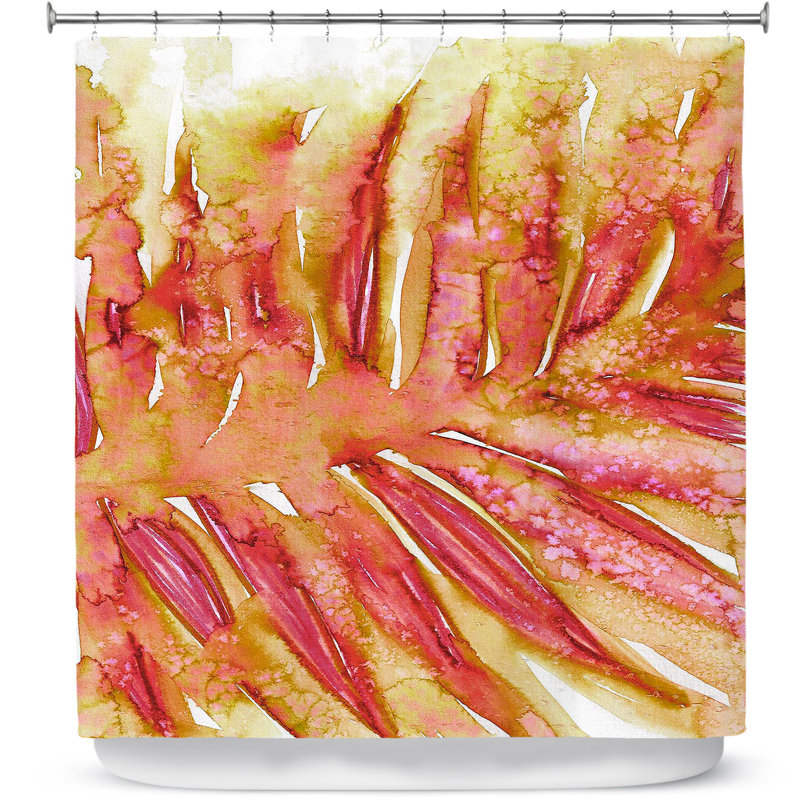 Rideau de douche simple paradise palm, Rose / blanc