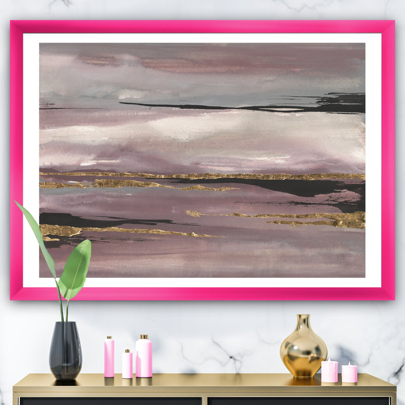 « purple glam storm iii »-image sur toile, H 36 po x l 46 po x P 1,5 po, Encadré rose