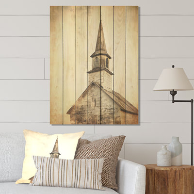 «Church Spire Faith» rétro - Église sur bois