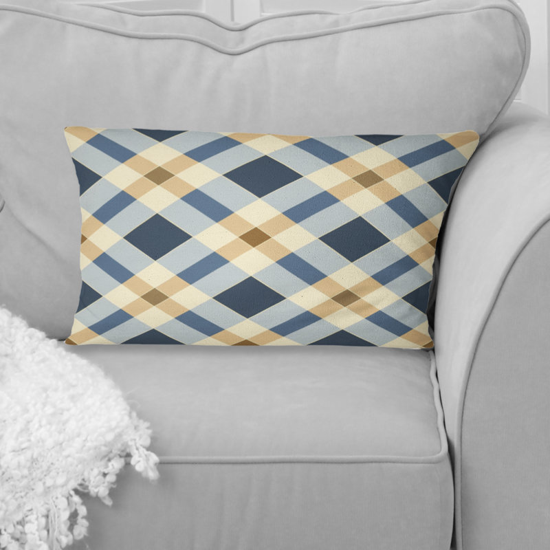 Imprimé vichy bleu marine I - coussin lombaire moderne