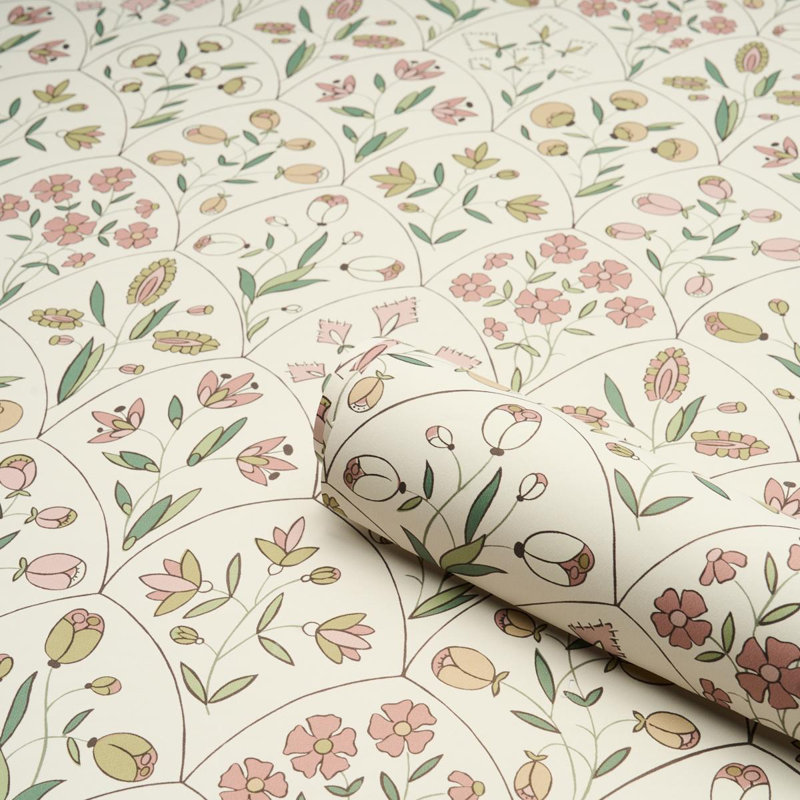 Papier peint floral Frances, Rose