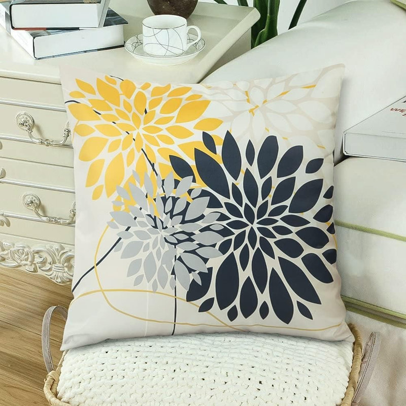 Insert de coussin floral intérieur / extérieur, Jaune