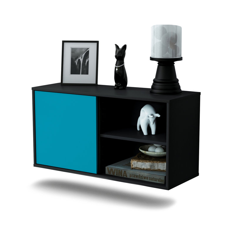 Hardwicke Unfinished Floating TV Stand, Turquoise