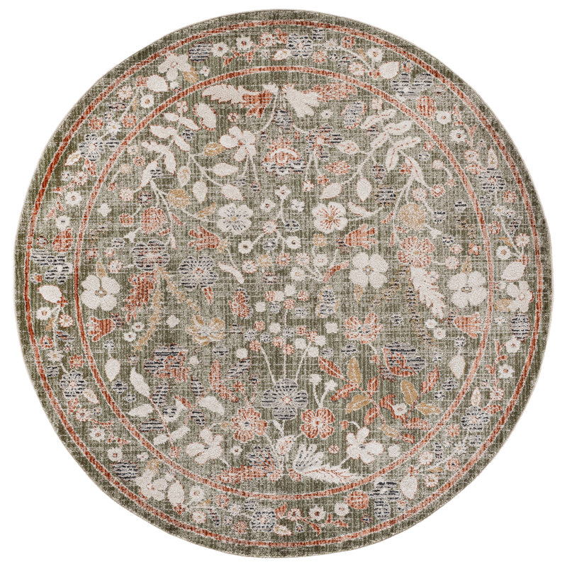 Grove 632 Performance Floral Rug, Round 6'7"
