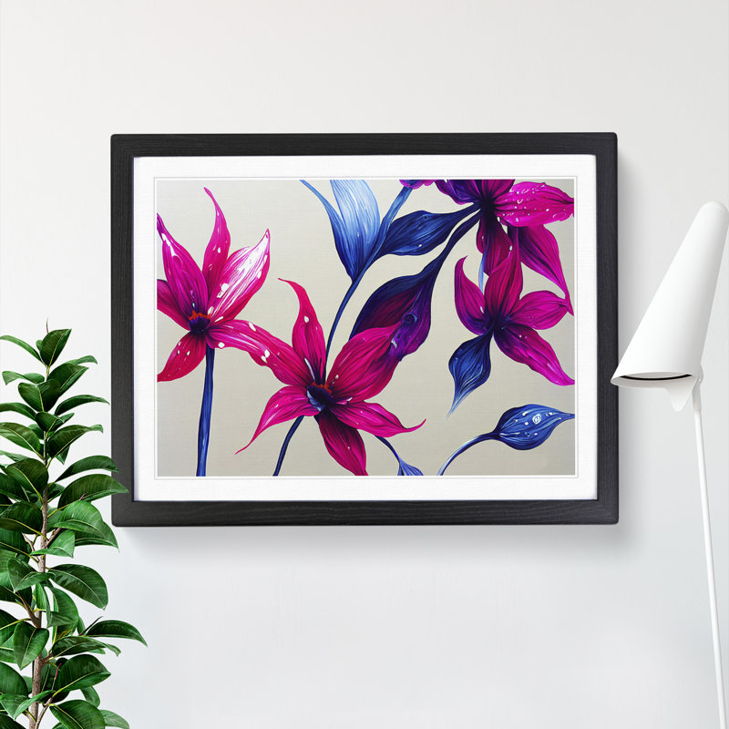 XH1022-6610X Flowers Vol.1 Abstract - Single Picture Frame Painting, Black, 34cm H x 46cm W x 2cm D