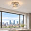 Plafonnier moderne et glamour à 3 lumières, chromé, avec verre côtelé