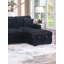 Canapé-lit modulaire rembourré en tissu de velours côtelé de style moderne avec 2 chaises de rangement et salon noir-536234600-536234603-536234604